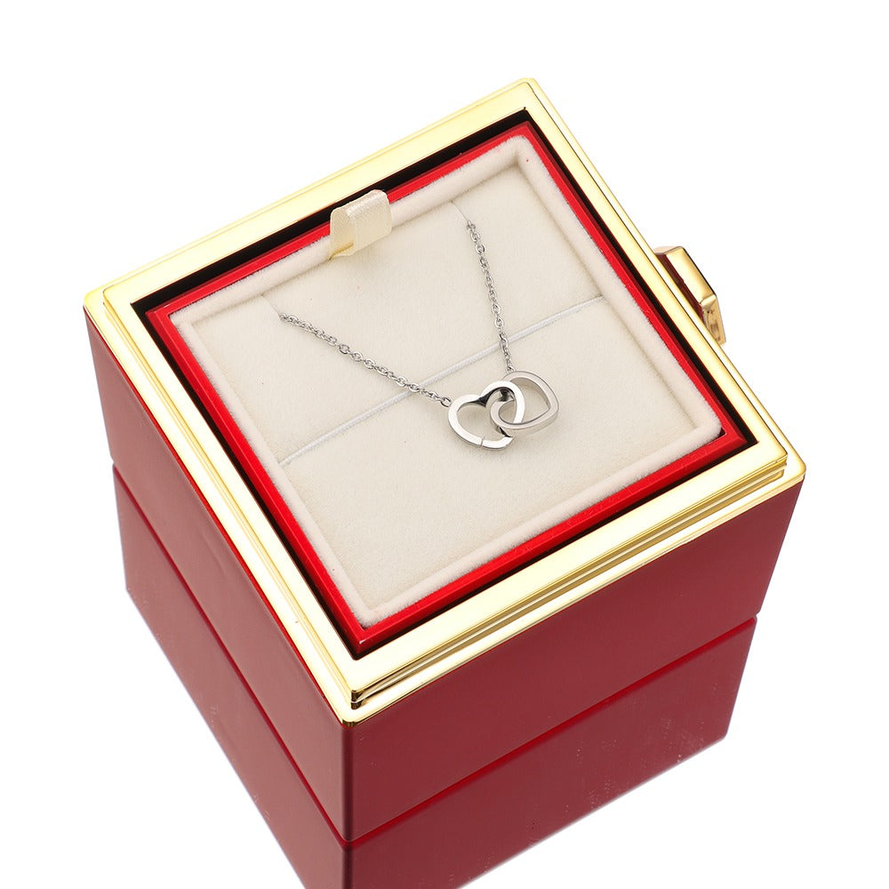 Eternal Roses Box - With Personalized Necklace And Genuine Rose