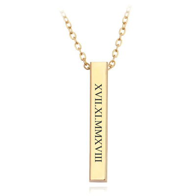 Engraved Pendant Chain With Roman Numerals