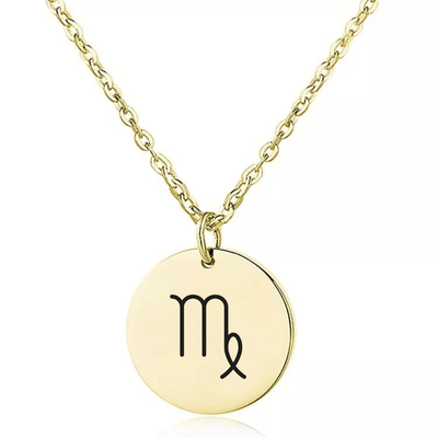 Coin Necklace with Engraved Constellation