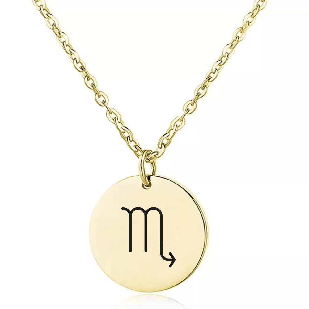 Coin Necklace with Engraved Constellation