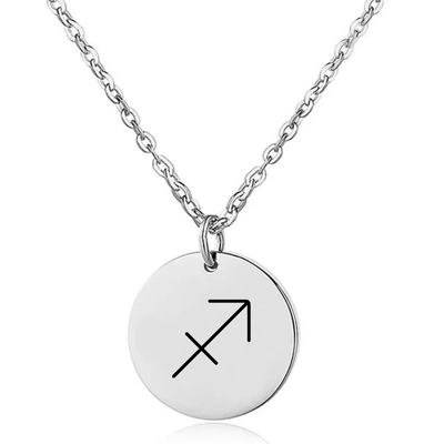 Coin Necklace with Engraved Constellation