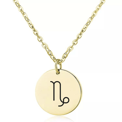 Coin Necklace with Engraved Constellation