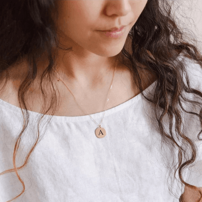 Engraved Coin Necklace With Initials