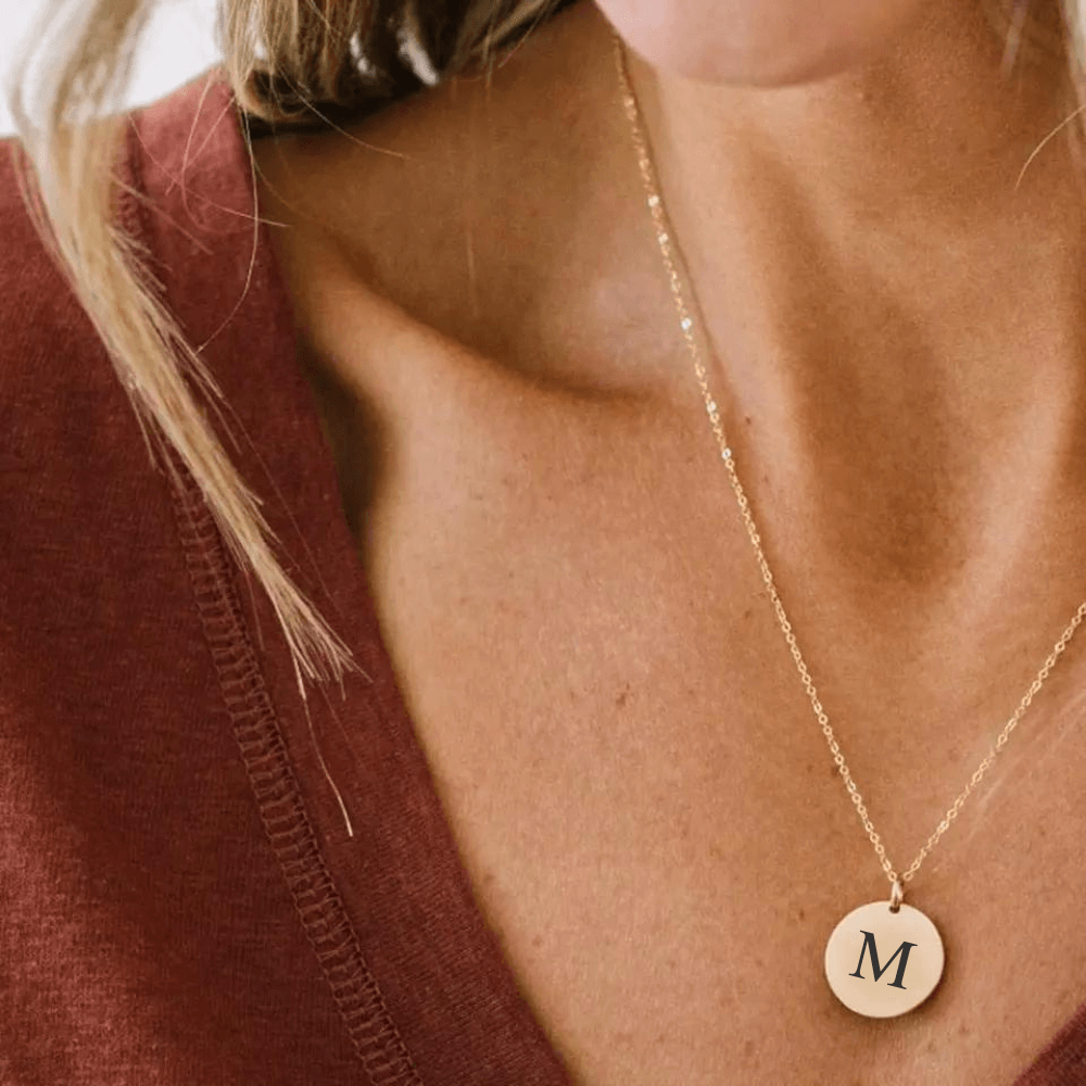 Engraved Coin Necklace With Initials