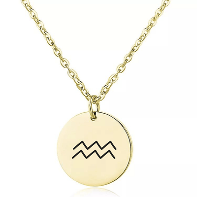 Coin Necklace with Engraved Constellation