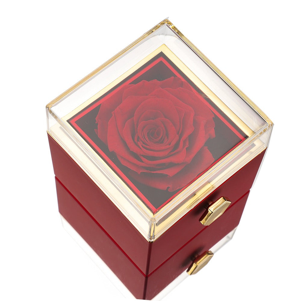 Eternal Roses Box - With Personalized Necklace And Genuine Rose