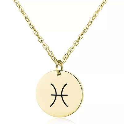 Coin Necklace with Engraved Constellation