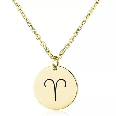 Coin Necklace with Engraved Constellation