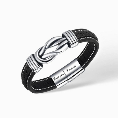 To My Grandson - Together Forever - Infinity Leather Bracelet