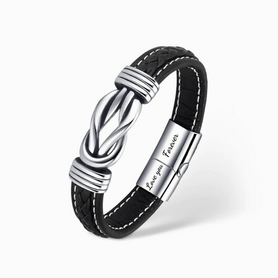 To My Grandson - Forever Together - Infinity Leather Bracelet