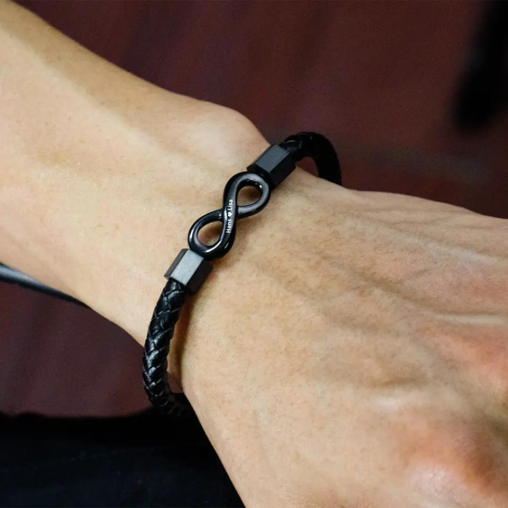 To My Man - Personalized Leather Infinity Bracelet