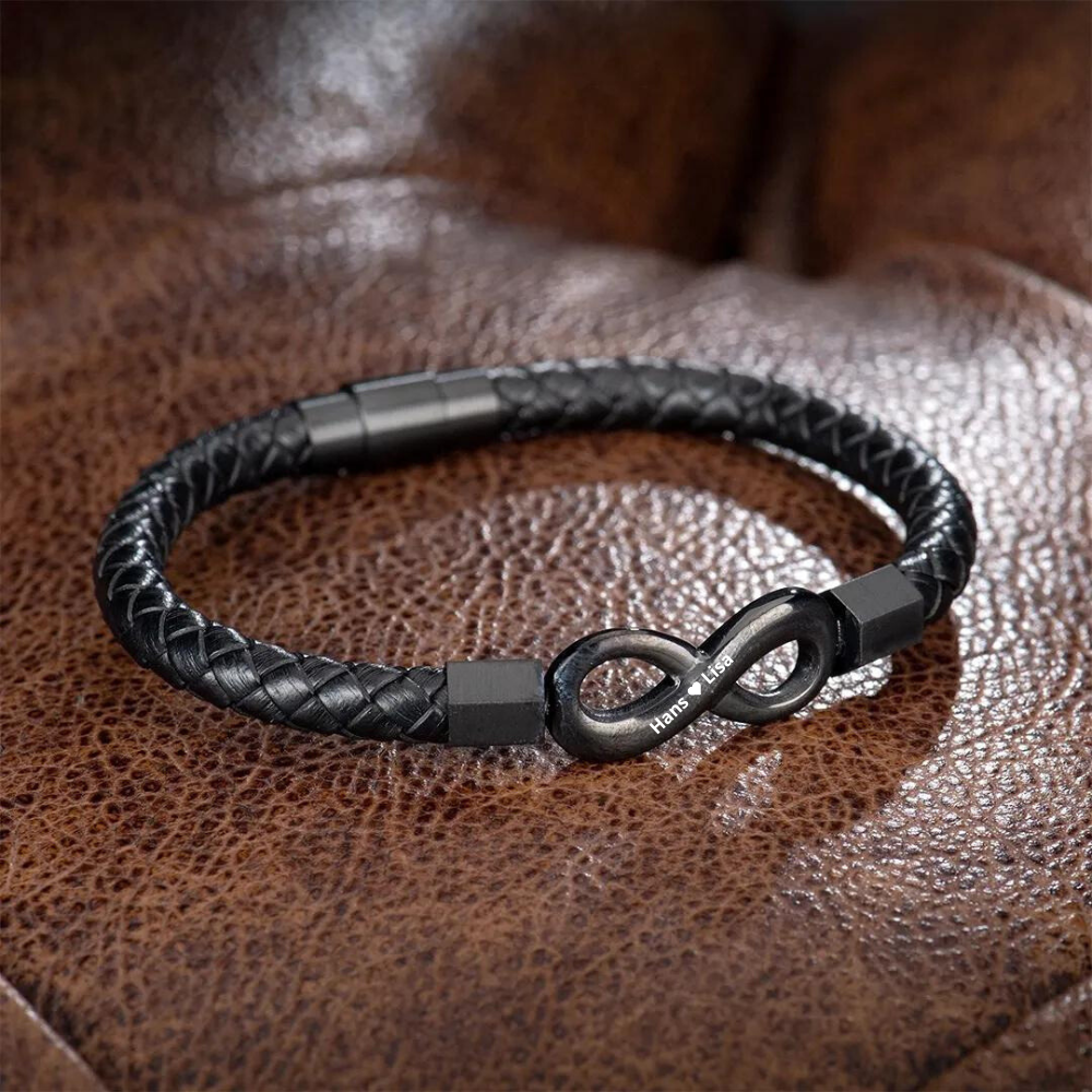 To My Man - Personalized Leather Infinity Bracelet