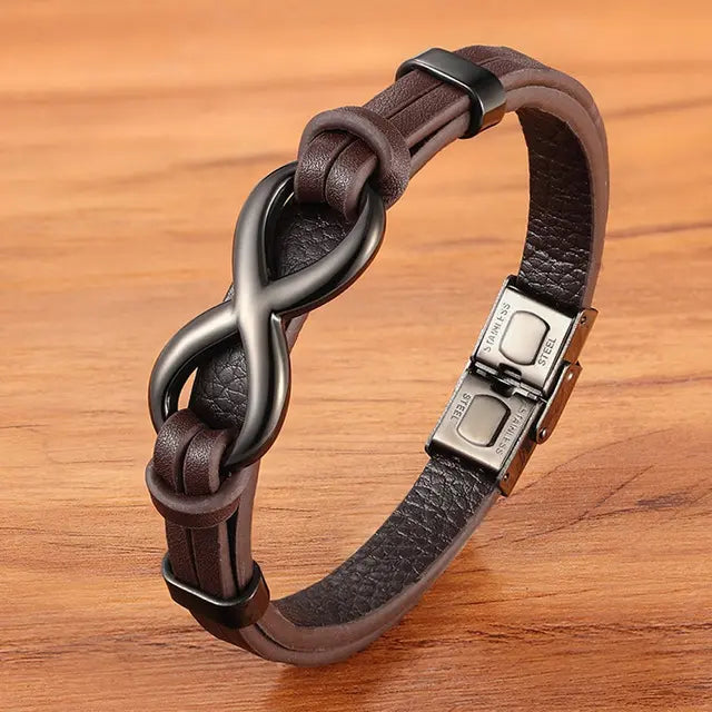 To My Husband - I Love You Forever - Infinity Leather Bracelet