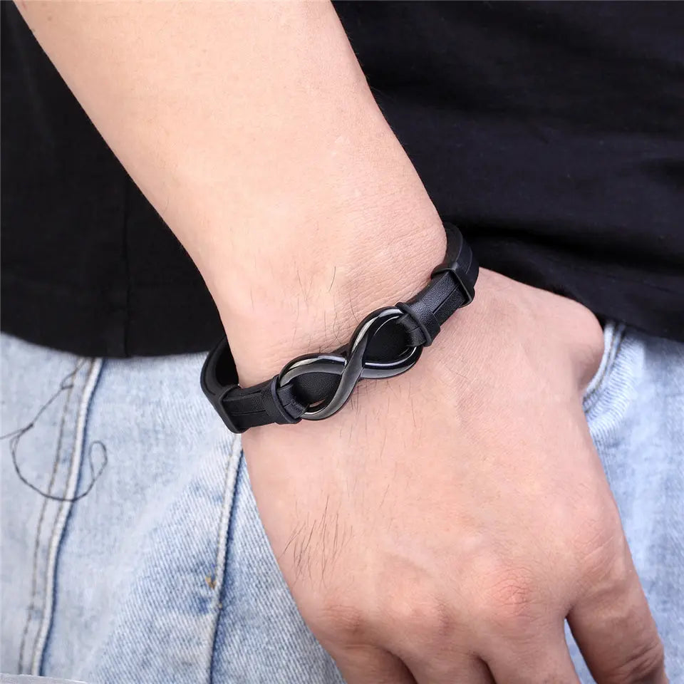 To My Husband - I Love You Forever - Infinity Leather Bracelet