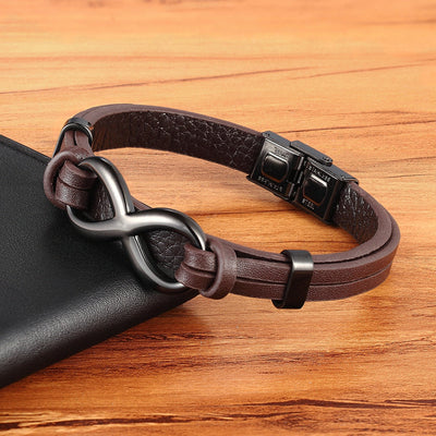 To My Husband - I Love You Forever - Infinity Leather Bracelet