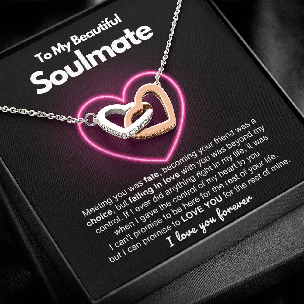 To My Soulmate - I Love You Forever - Interlocking Hearts Necklace