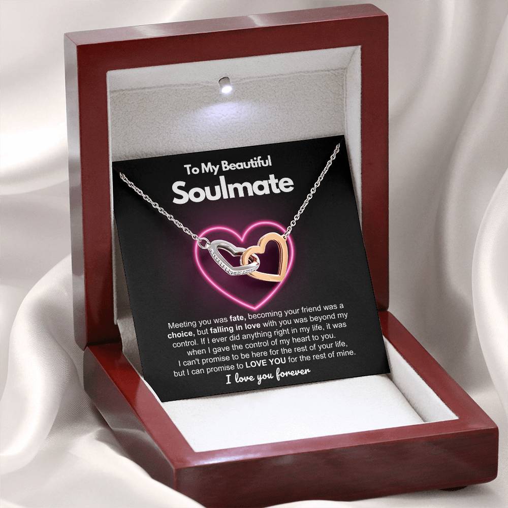 To My Soulmate - I Love You Forever - Interlocking Hearts Necklace