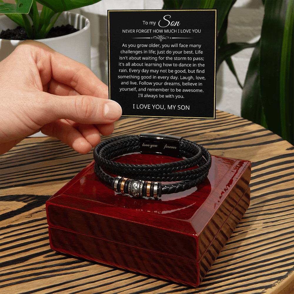 To My Son - Follow Your Dreams - Leather Bracelet