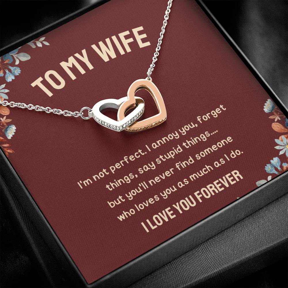 To My Wife - I Love You Forever - Interlocking Heart Necklace