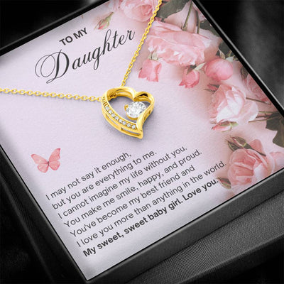 To My Daughter - Butterflies and Roses - Heart Necklace