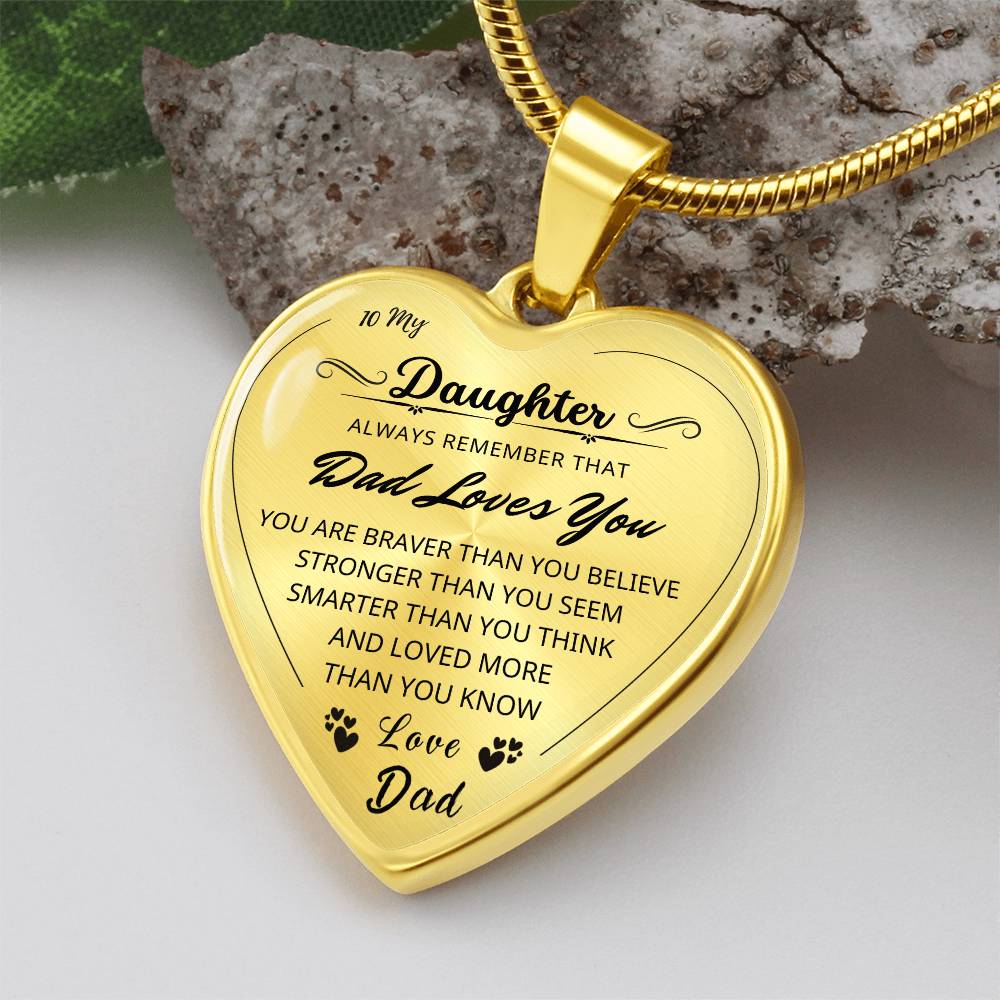 To My Daughter - Heart Necklace - Love Dad