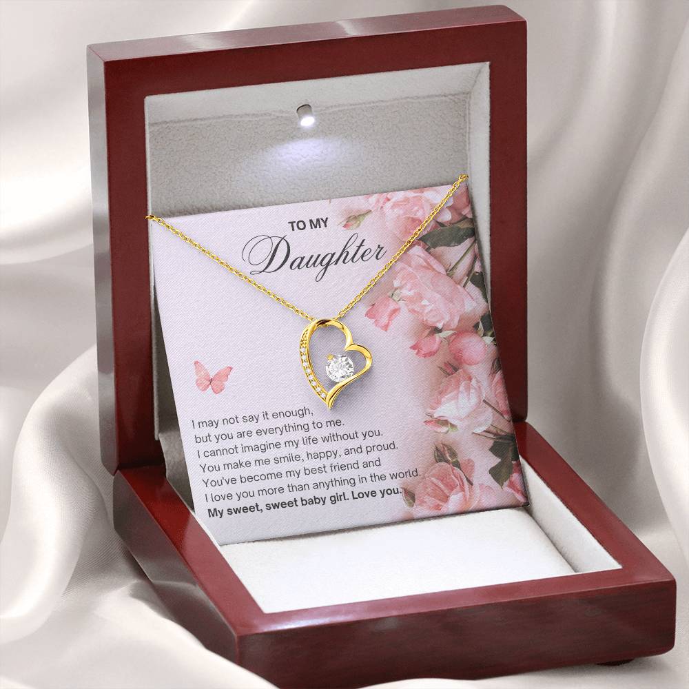 To My Daughter - Butterflies and Roses - Heart Necklace